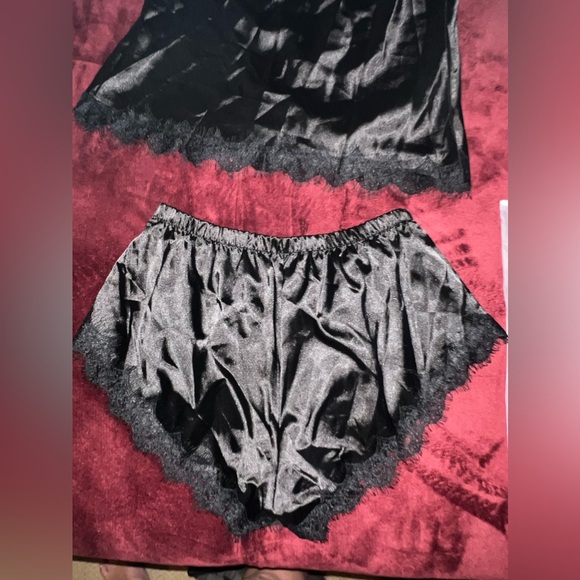 Lu’s Chic Satin and Lace Pajama Cami/short Set- Large - Picture 4 of 9